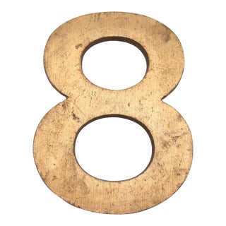 Vintage 8.312 In. Cast Brass Sign Number 8 For Sale