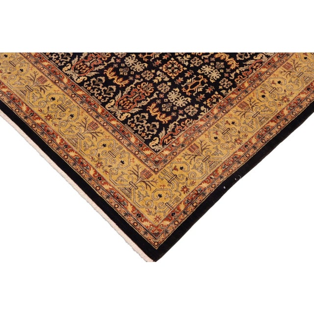 1980s 1980s Bohemien Ziegler Blue Gold Hand-Knotted Wool Rug - 9'1'' X 11'7'' For Sale - Image 5 of 10