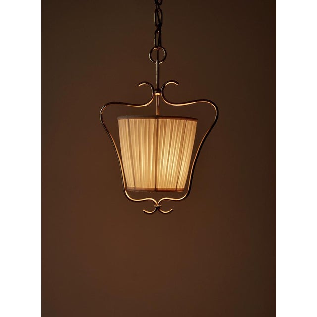 Austrian Pendant in Brass with Silk Shades by Rupert Nikoll, 1955 For Sale - Image 10 of 13