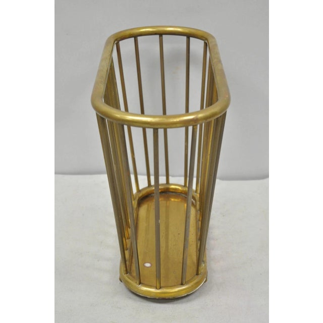 Vintage Gatco Mid Century Modern Solid Brass Spindle Modernist Magazine Rack For Sale - Image 13 of 16