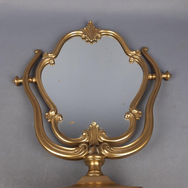 Metal Louis XV Style Tilting Table Mirror in Bronze, 1950s For Sale - Image 7 of 11