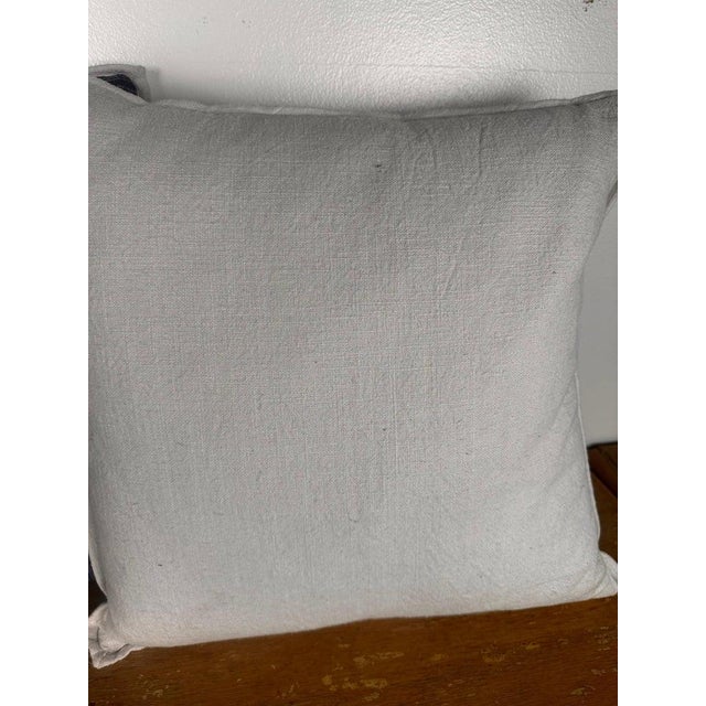 Textile Distressed Blue and White Batik Pillows, Cotton and Linen, India For Sale - Image 7 of 8