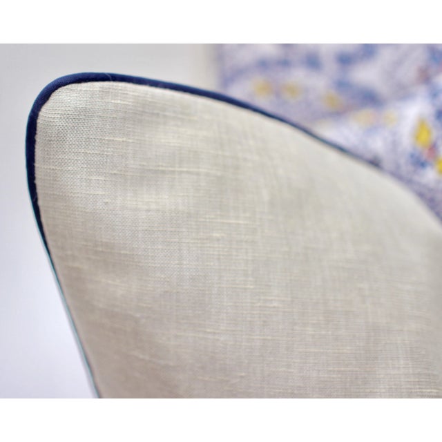 John Robshaw "Vema" 22" Square Hand Printed Linen Pillows - a Pair For Sale - Image 4 of 7