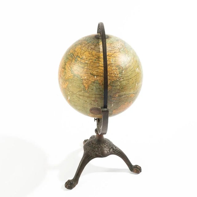 1920s Early 1920's Terrestrial Globe on Cast Iron Claw Foot Stand For Sale - Image 5 of 8