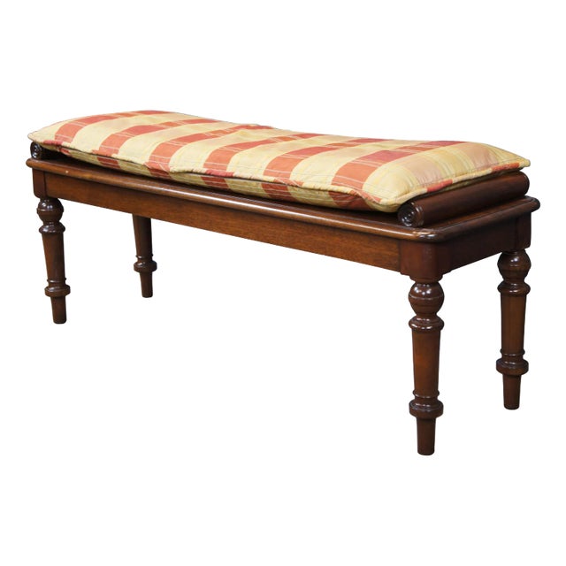 Late 20th Century English William IV Regency Style Mahogany Window Seat Foyer Hall Piano Bench For Sale