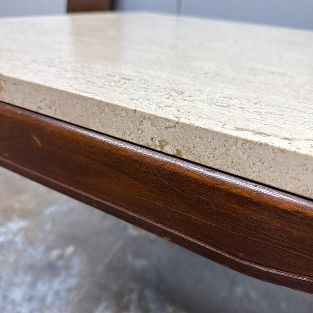 Mid 20th Century Ming Style Side Table With Travertine Top For Sale - Image 9 of 12