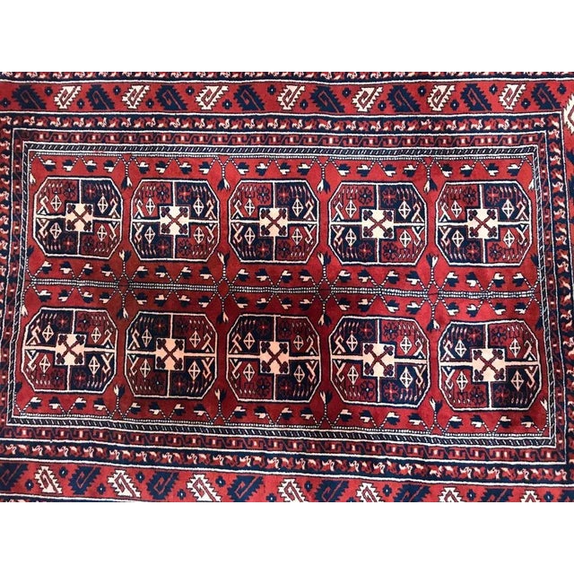 Beautiful 20th century Turkmen Boukhara rug very decorative with nice geometric design with Boukhara Guls and a red field...