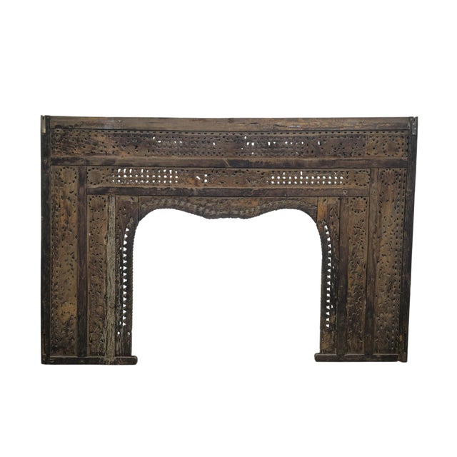 Large Early 19th Century Polychrome Carved Wood Fireplace Surround, India For Sale - Image 10 of 11
