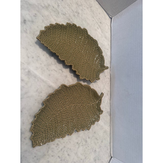 Pair of Ceramic Fern Side Plates For Sale - Image 4 of 5