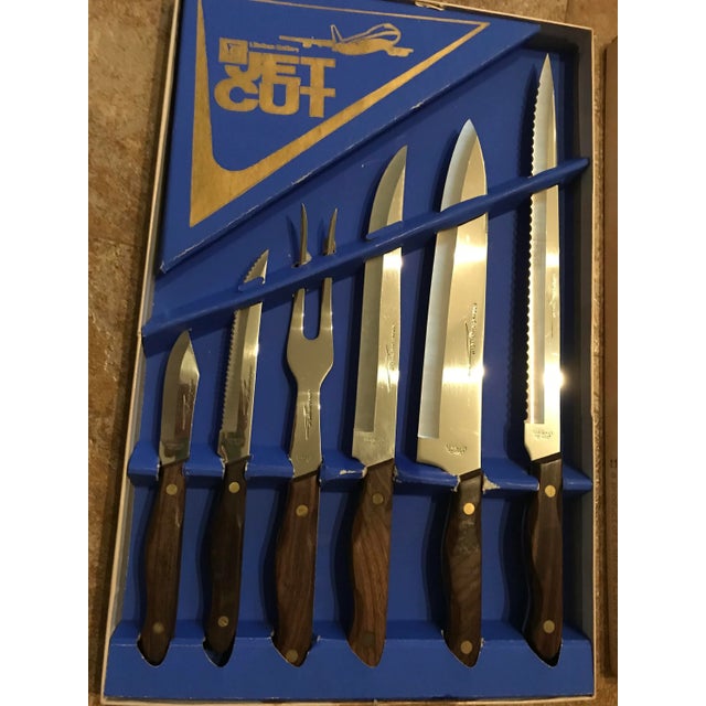 Vintage Japanese Lifetime Cutlery Jet Cut Carving Set For Sale - Image 4 of 11