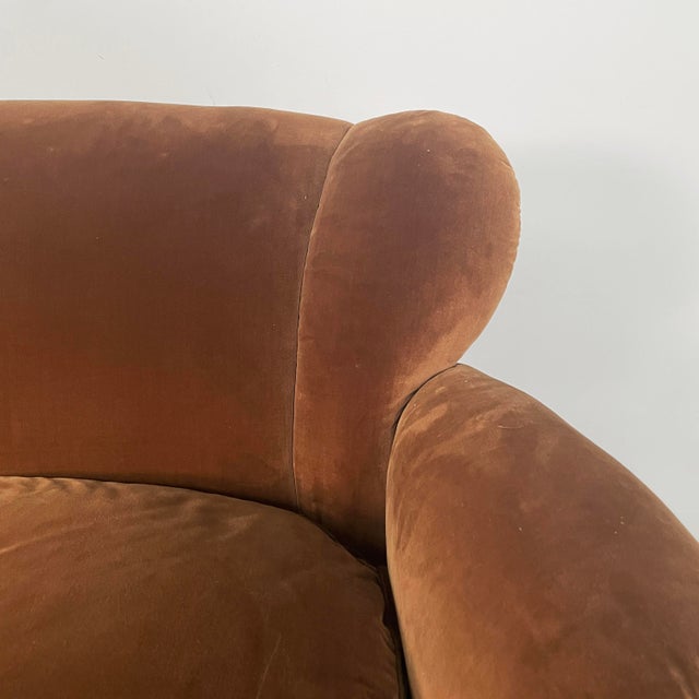 Wood Italian Art Deco Two-Seater Sofa in Brown Velvet, 1930s For Sale - Image 7 of 18