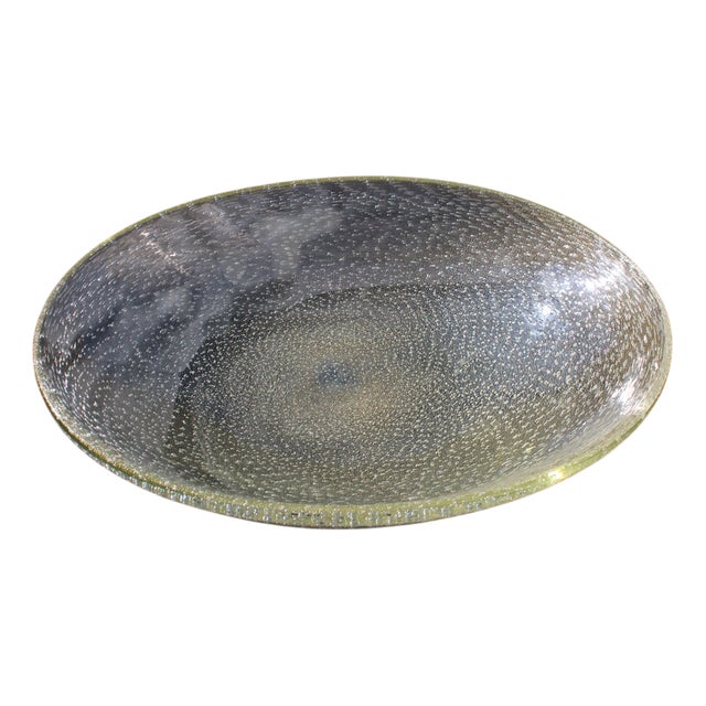 Large Gold Dust Concave Plate from Seguso Vetri d'Arte, 1950s For Sale