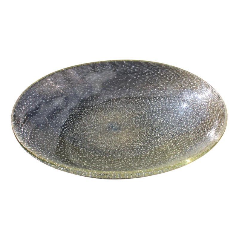 Large Gold Dust Concave Plate From Seguso Vetri D'arte, 1950s