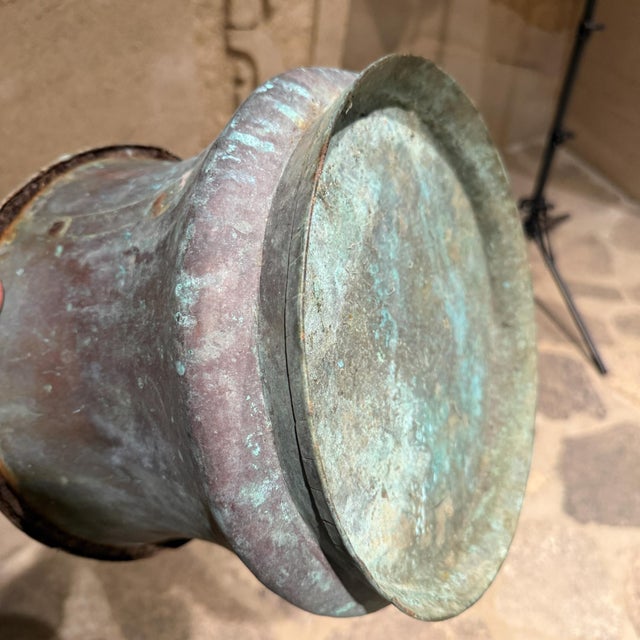 Antique Copper Basket No Handles Water Pot Cauldron Planter For Sale In San Diego - Image 6 of 10