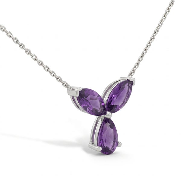 Natural Amethyst Floral Necklace - February Birthstone Dainty Necklace For Sale - Image 4 of 4