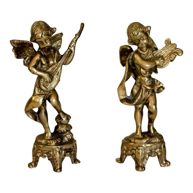 Brass Cherub Figurines a Pair Chairish