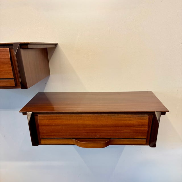 Wood Vintage Wall Mounted Bedside Tables, 1950s, Set of 2 For Sale - Image 7 of 10