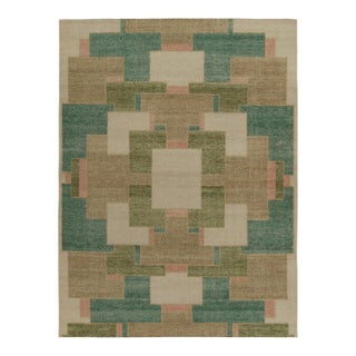 Rug & Kilim’s Oversized Piet Rug in Green and Taupe, 14x20 For Sale