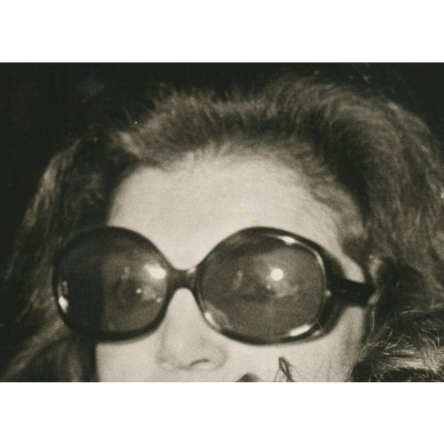 Mid-Century Modern Jackie Kennedy with Sunglasses, 1970s, Black and White Photograph For Sale - Image 3 of 5