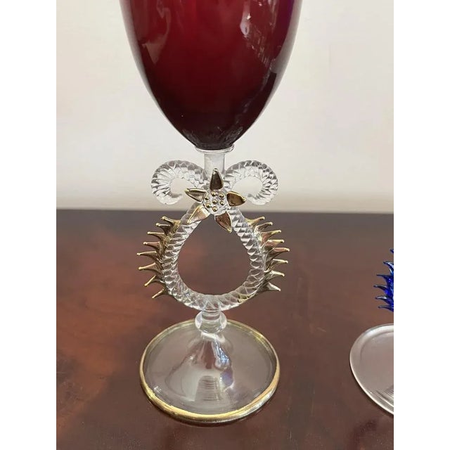 Italian Glasses in Murano Glass, 1980, Set of 2 For Sale - Image 3 of 8