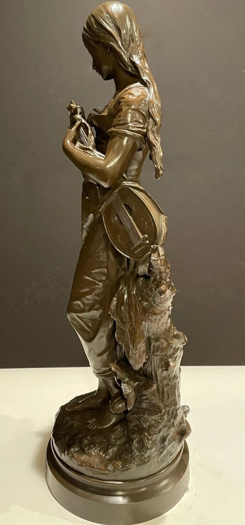 Late 19th Century Bronze Young Girl By Hippolyte Francois Moreau