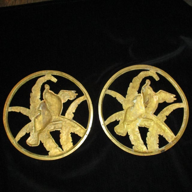 Metal Art Deco Gilt Bronze Furniture Rondells - A Pair of 2 For Sale - Image 7 of 7