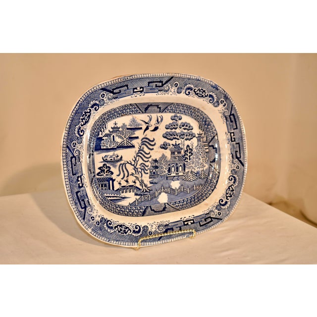 19th century stone china platter from the Staffordshire region of England. The transfer pattern is the highly collectible...