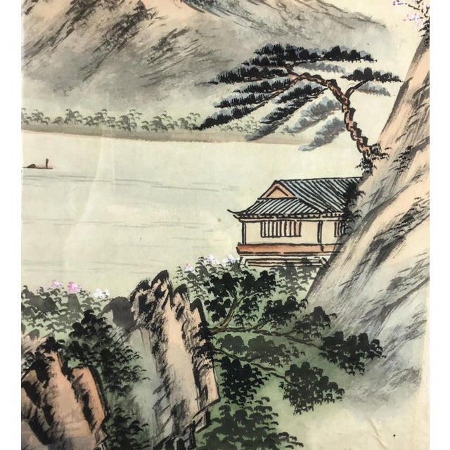 Framed Original Watercolor Paintings Asian Landscapes a Pair For Sale - Image 10 of 12