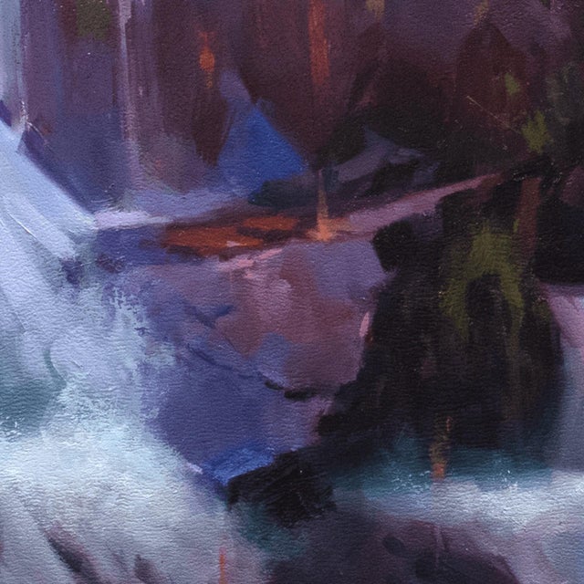 Couloir Indigo by Judd Mercer | Oil on panel Abstract landscape with blues and purples. For Sale