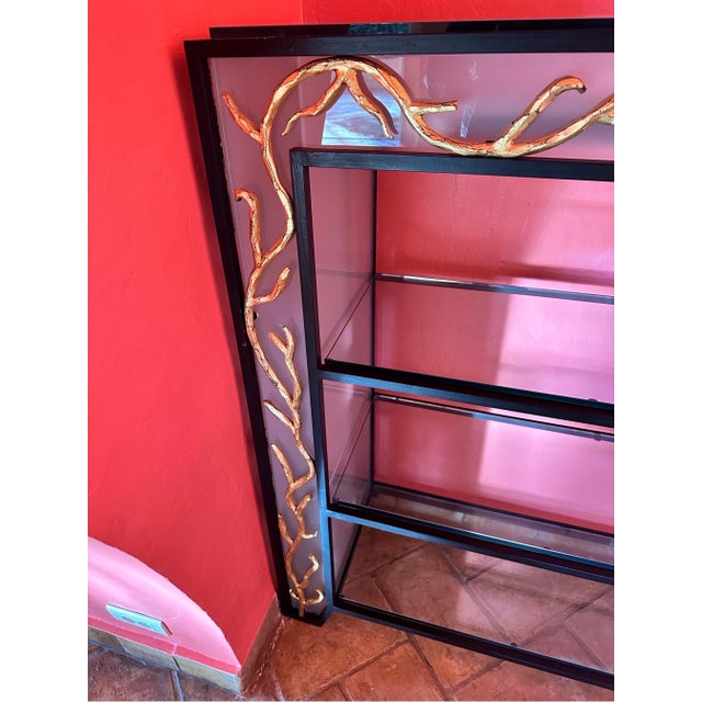 Garouste & Bonetti Style Wrought Iron and Glass Corner Shelves - A Pair For Sale - Image 10 of 12