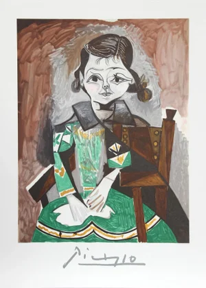 1980s "Petite Fille a la Robe Verte" (Paloma Picasso)," Lithograph After Pablo Picasso