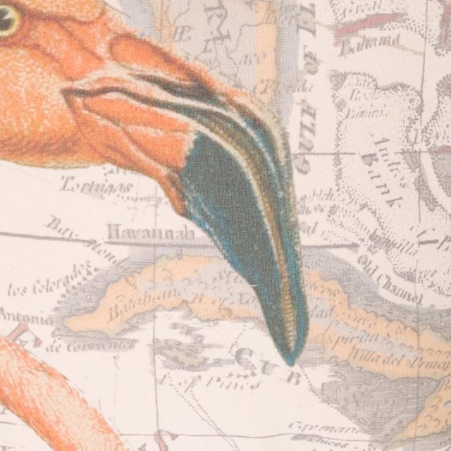 English Pair of Canvas Flamingo Throw Pillows For Sale - Image 3 of 7