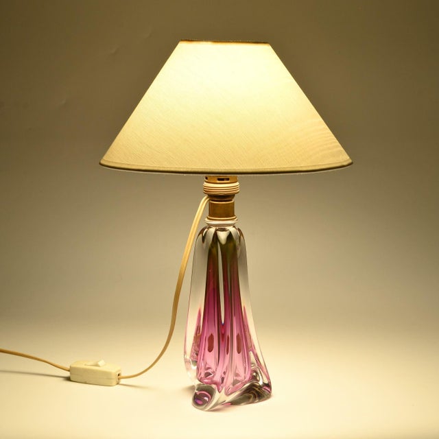 Glass Mid-Century Purple Glass Table Lamp from Val Saint Lambert, 1950s For Sale - Image 7 of 14