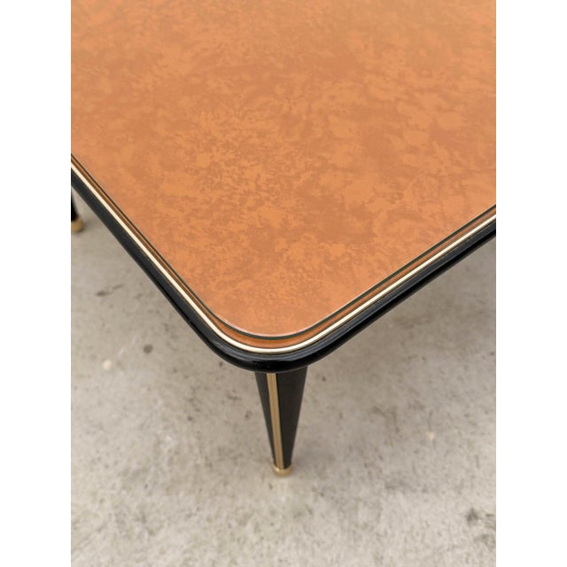 Coffee Table in Imitation Leather and Glass, 1960, in Very Good conditions. Designed 1960 to 1969