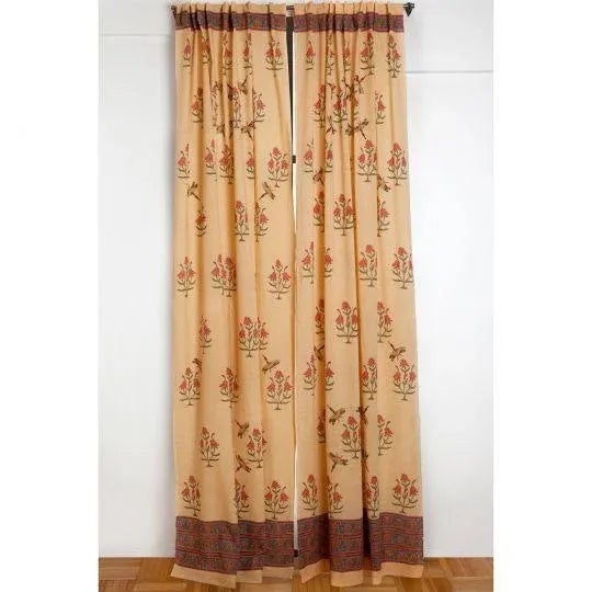 Dragonfly Floral 45" X 96" Mustard Yellow Curtain For Sale - Image 4 of 4