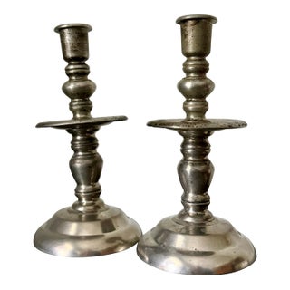 Vintage Mid-Century Royal Holland KMD Daalderop Pewter Candlesticks – Pair For Sale