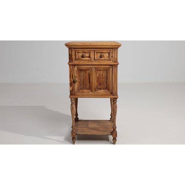 Wood 1900-1909 France Golden Oak Carved Oak Bedside Cabinet For Sale - Image 7 of 10