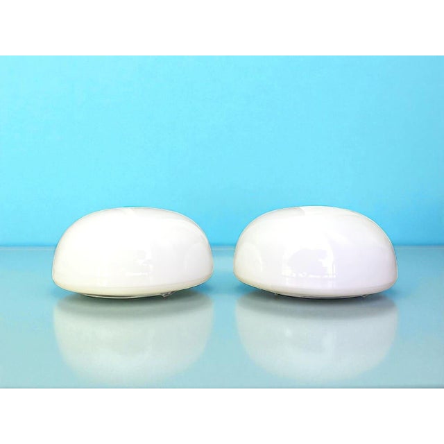White Vintage White Opaline Glass Flush Mounts, 1990s, Set of 2 For Sale - Image 8 of 8