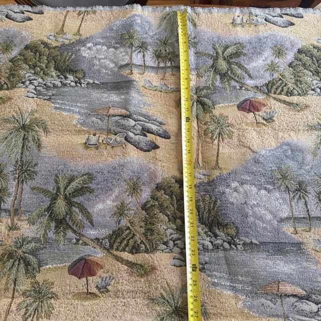 Vintage Tropical Beach Jacquard Tapestry Upholstery Fabric, 1 Yard For Sale - Image 10 of 12