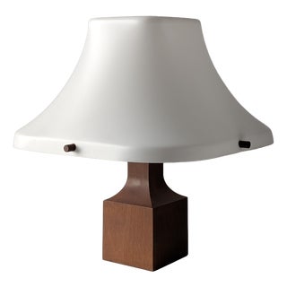 Danish Modern Teak Table Lamp with Pagoda Acrylic Shade, 1960s For Sale