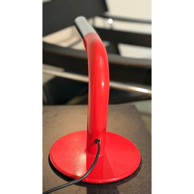Vintage Red & Silver Gulp Table Lamp by Ingo Maurer for Design M, 1960s For Sale - Image 6 of 9