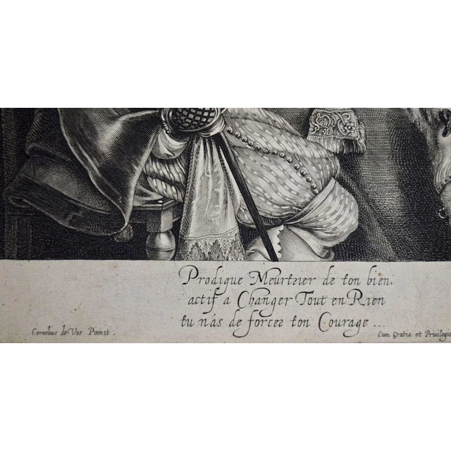 Sculpture Materials An Early 17th Century Engraving "The Card Game" by A. Voet After Cornelis De Vos, 1632 For Sale - Image 7 of 8