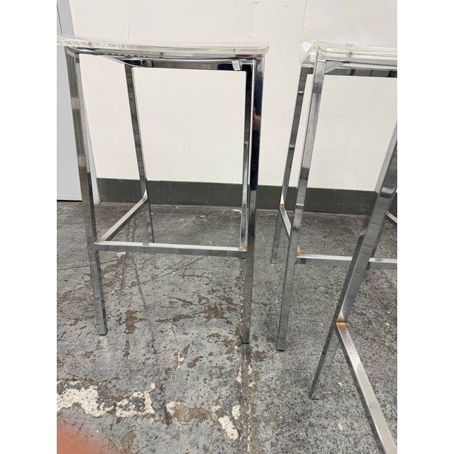 Cb2 Vapor Clear Acrylic Bar Stools, Set of Four For Sale - Image 11 of 12