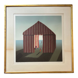 Vintage Lithograph Entitled Circus Tent by Iranian Artist Ali Golkar