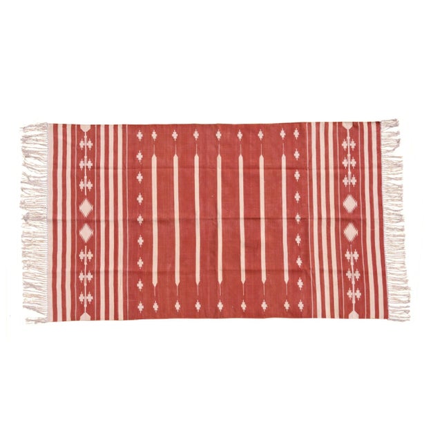 Boho Chic Marigold Rug, 8x10, Red & White For Sale - Image 3 of 3