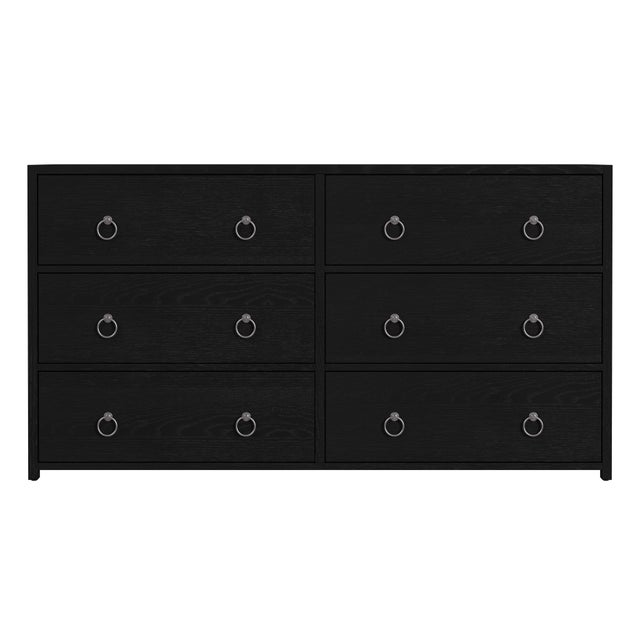 Spritely Home Accent Furniture Lark 60 in. W Rectangular Wood 6 Drawer Dresser, Washed Black For Sale - Image 4 of 8