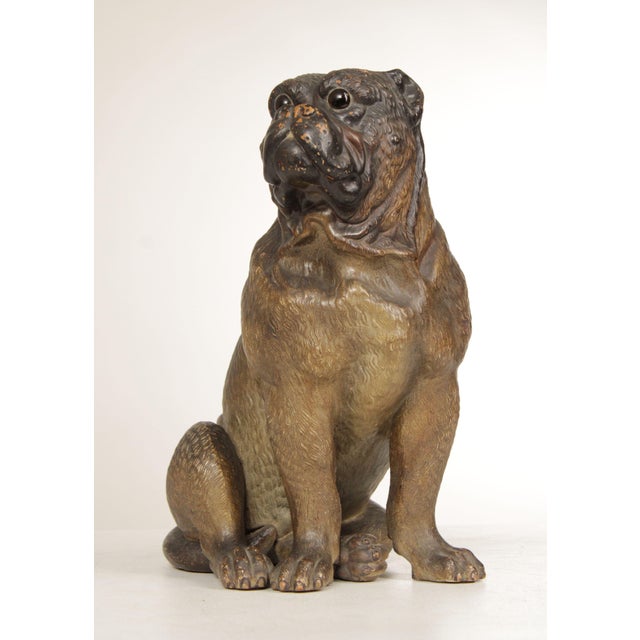 TERRA COTTA SITTING PUG DOG STATUE ATTRIBUTED TO GOLDSCHEIDER For Sale - Image 12 of 12