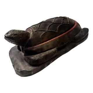 1980s Hand Carved Turtle Box For Sale