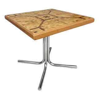 Vintage Danish Side Table with Ceramic Tile Top and Chrome Base, 1960s For Sale