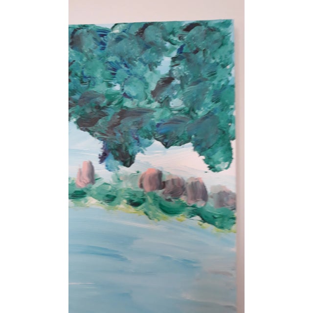 Contemporary Robert Sundholm "Couple on Bench at the Hudson" Painting. Outside Art For Sale - Image 3 of 8